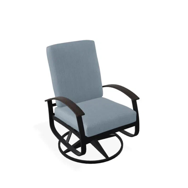 Belle Isle Cushion Swivel Rocker With Rustic Polymer Arms