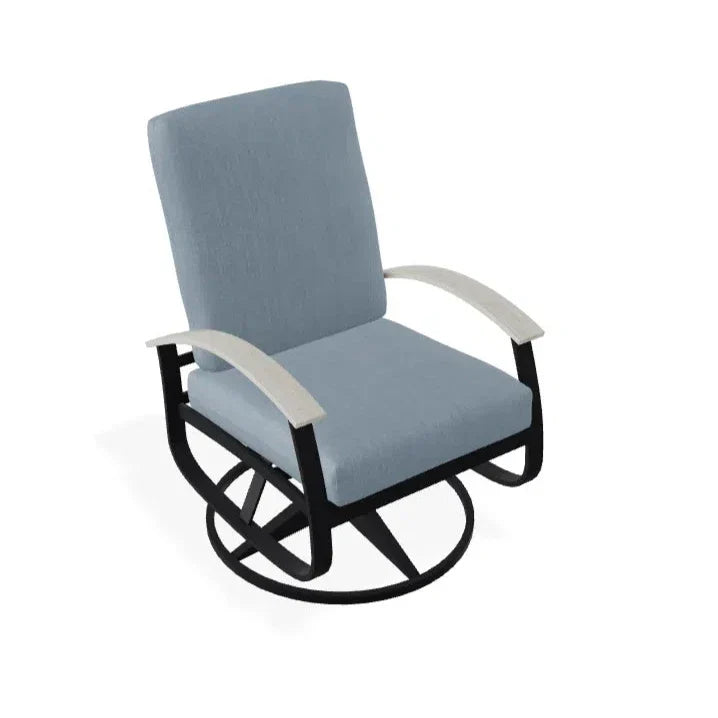 Belle Isle Cushion Swivel Rocker With Rustic Polymer Arms