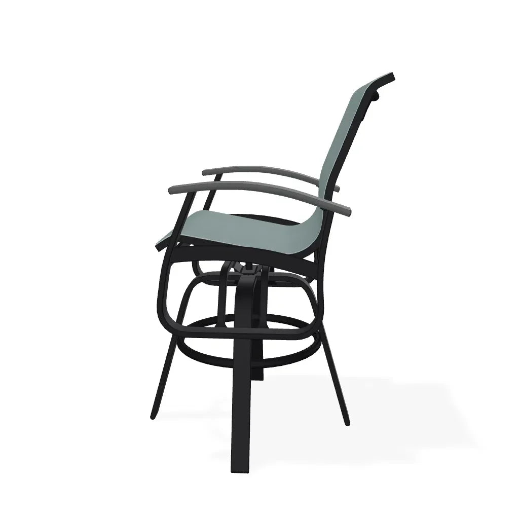 Belle Isle Sling Balcony Height Swivel Rustic Arm Chair