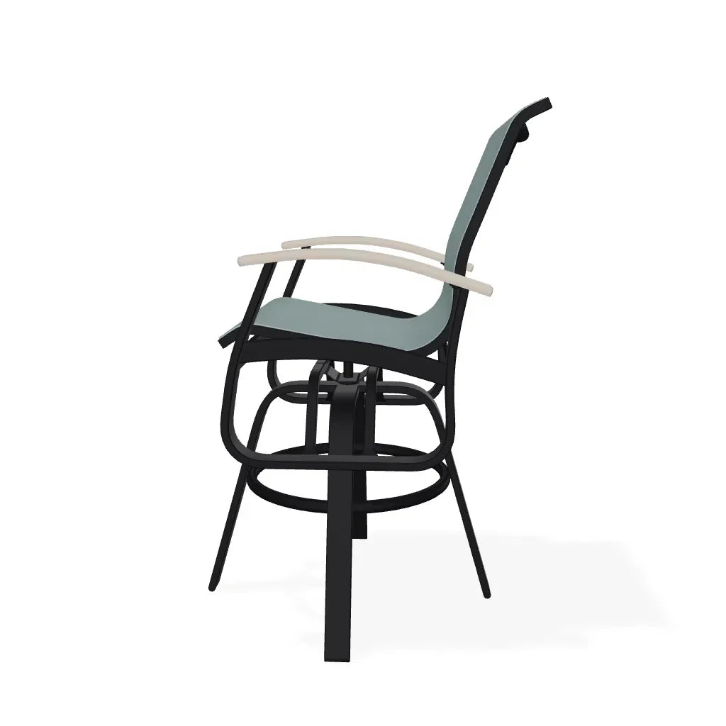 Belle Isle Sling Balcony Height Swivel Rustic Arm Chair