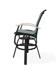 Belle Isle Sling Balcony Height Swivel Rustic Arm Chair