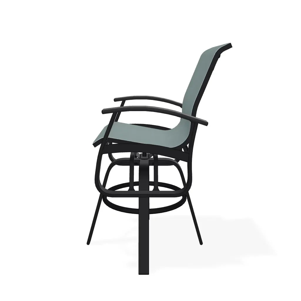 Belle Isle Sling Balcony Height Swivel Rustic Arm Chair