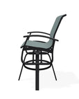 Belle Isle Sling Balcony Height Swivel Rustic Arm Chair