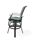 Belle Isle Sling Balcony Height Swivel Rustic Arm Chair