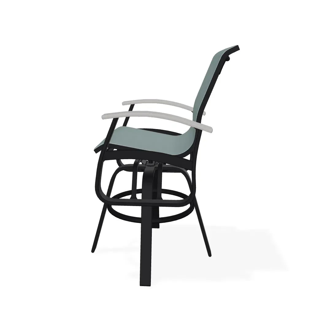 Belle Isle Sling Balcony Height Swivel Rustic Arm Chair