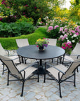 Castelle Tulip Aluminum Outdoor Round Dining Table Wood Look