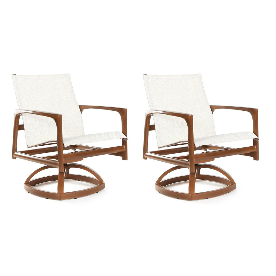 Castelle Berkeley Sling Swivel Rocker Dining Chairs Set of Two