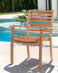 Birmingham 5-Piece Square Teak Outdoor Dining Set with Stacking Armchairs-Outdoor Dining Sets-HiTeak-LOOMLAN