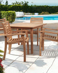 Birmingham 5-Piece Square Teak Outdoor Dining Set with Stacking Armchairs-Outdoor Dining Sets-HiTeak-LOOMLAN