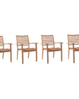 HiTeak Birmingham Stacking Teak Outdoor Dining Armchair 4PC