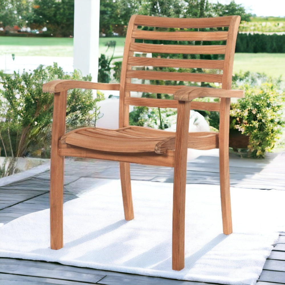 Birmingham Stacking Teak Outdoor Dining Armchair (Set of 4)-Outdoor Dining Chairs-HiTeak-LOOMLAN
