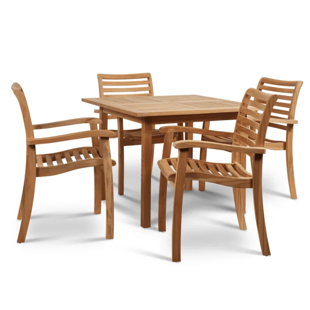 HiTeak Birmingham Teak Patio Square Dining Set 5PC