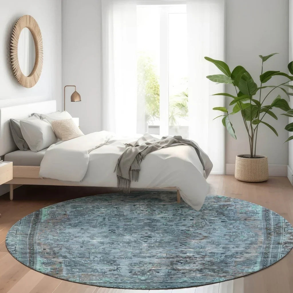 LOOMLAN Rugs Blazura Blue Washable Indoor-Outdoor Rug
