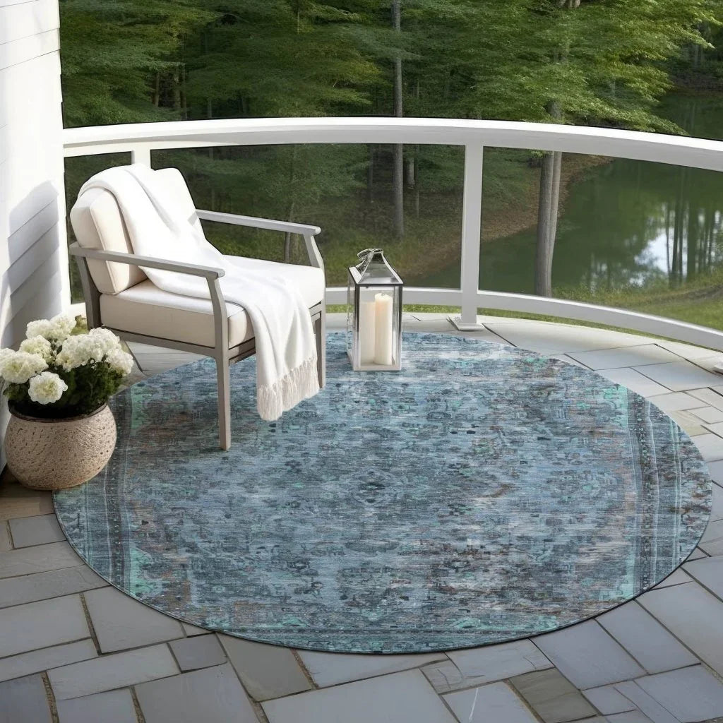 LOOMLAN Rugs Blazura Blue Washable Indoor-Outdoor Rug