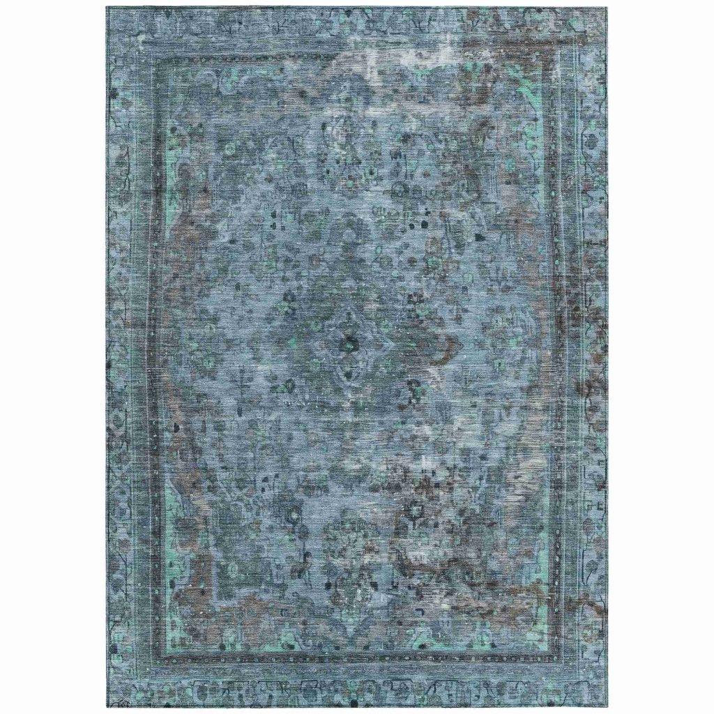LOOMLAN Rugs Blazura Blue Washable Indoor-Outdoor Rug