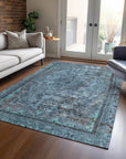 LOOMLAN Rugs Blazura Blue Washable Indoor-Outdoor Rug