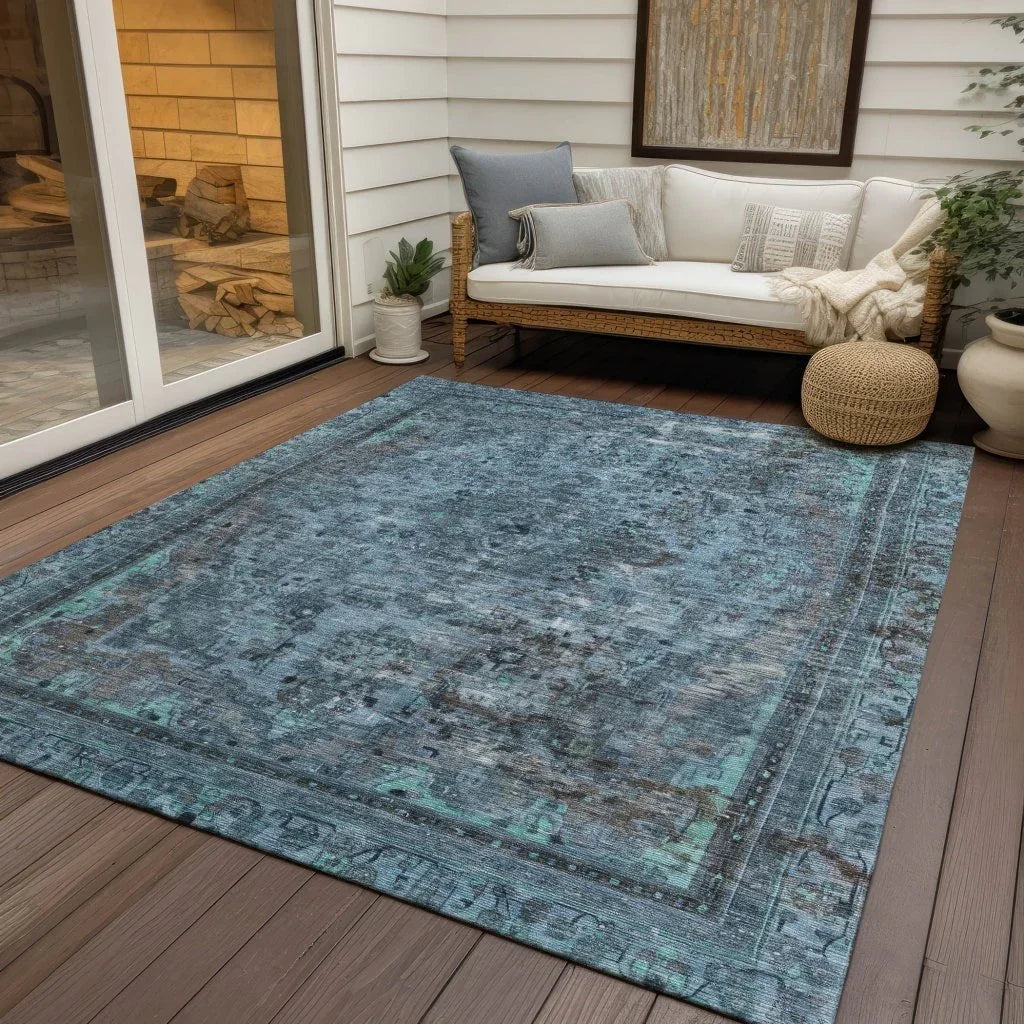 LOOMLAN Rugs Blazura Blue Washable Indoor-Outdoor Rug