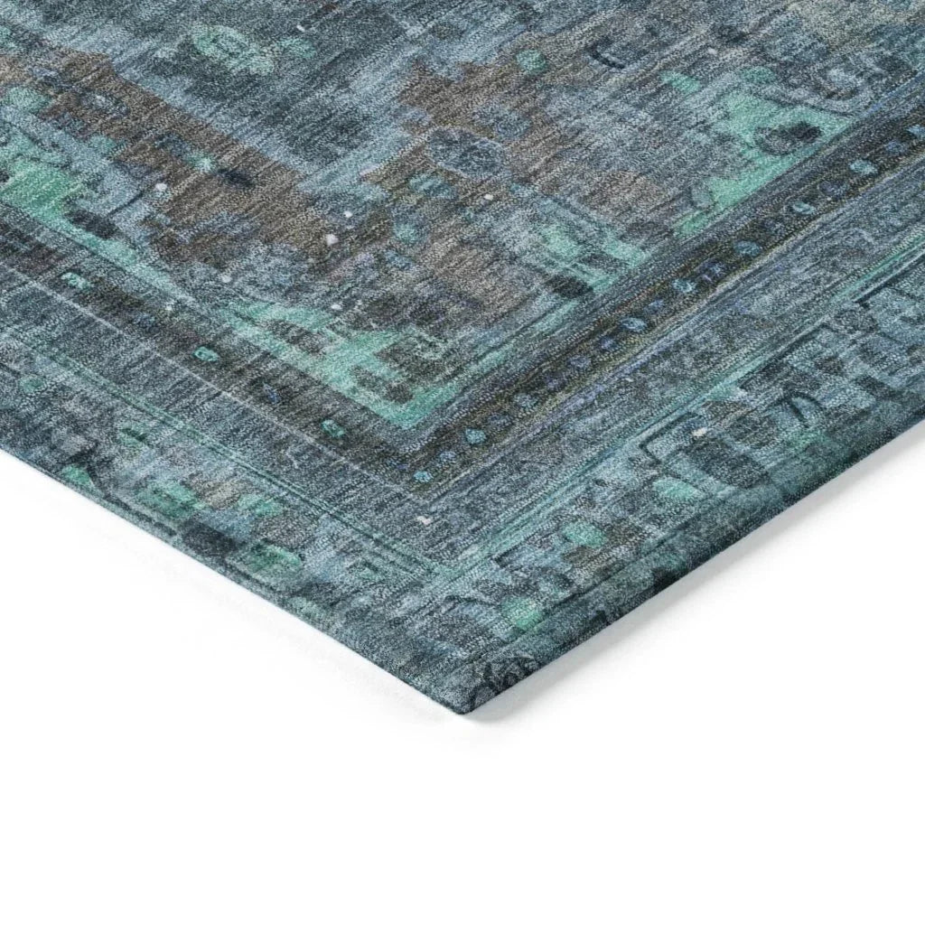 LOOMLAN Rugs Blazura Blue Washable Indoor-Outdoor Rug