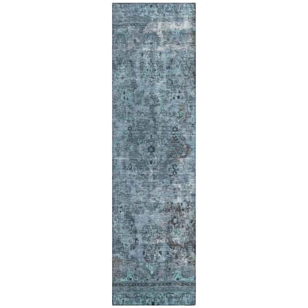 LOOMLAN Rugs Blazura Blue Washable Indoor-Outdoor Rug