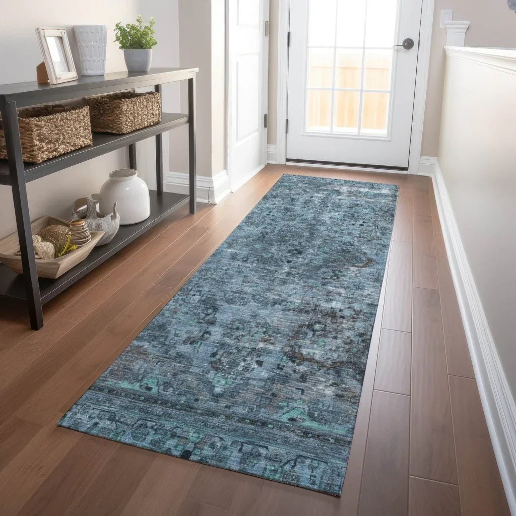 LOOMLAN Rugs Blazura Blue Washable Indoor-Outdoor Rug