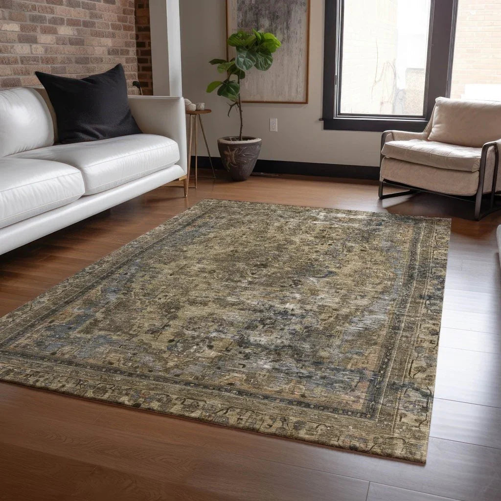 LOOMLAN Rugs Blazura Brown Washable Indoor-Outdoor Rug