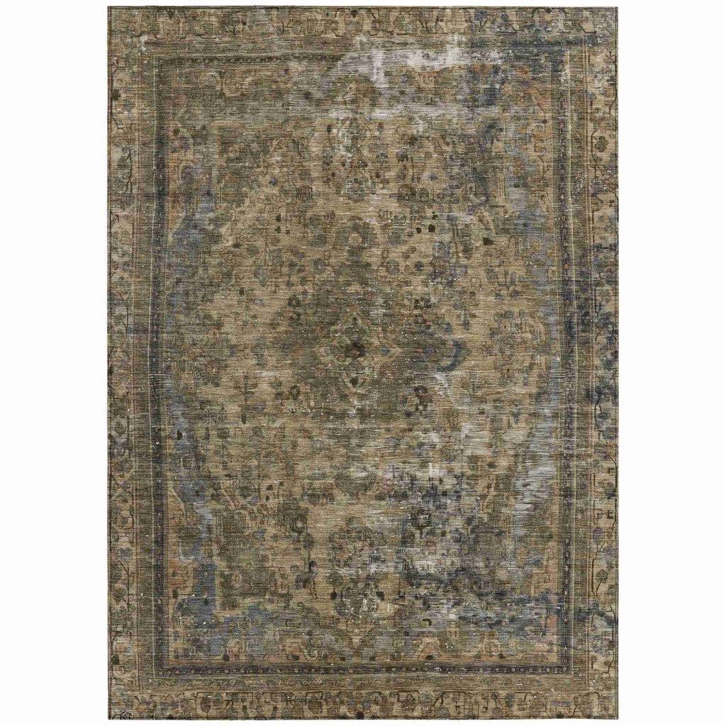 LOOMLAN Rugs Blazura Brown Washable Indoor-Outdoor Rug