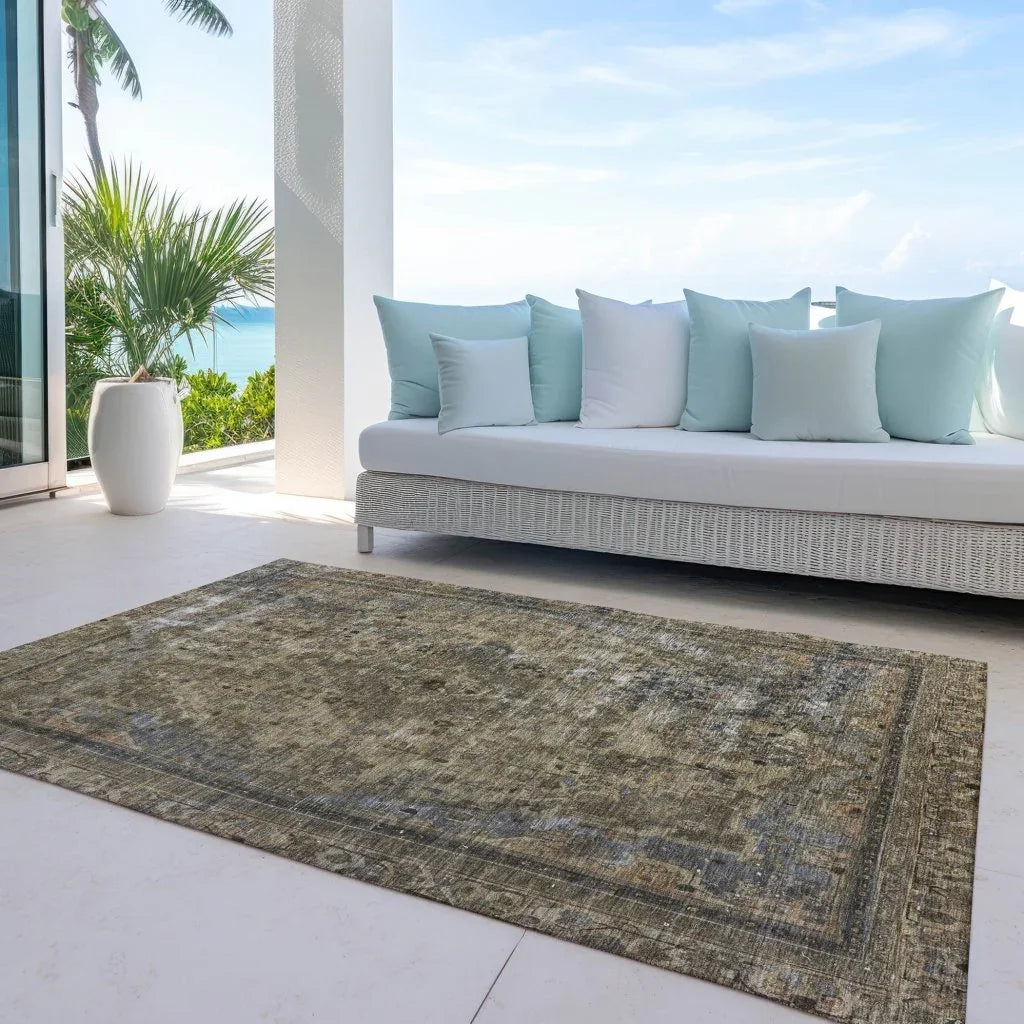 LOOMLAN Rugs Blazura Brown Washable Indoor-Outdoor Rug