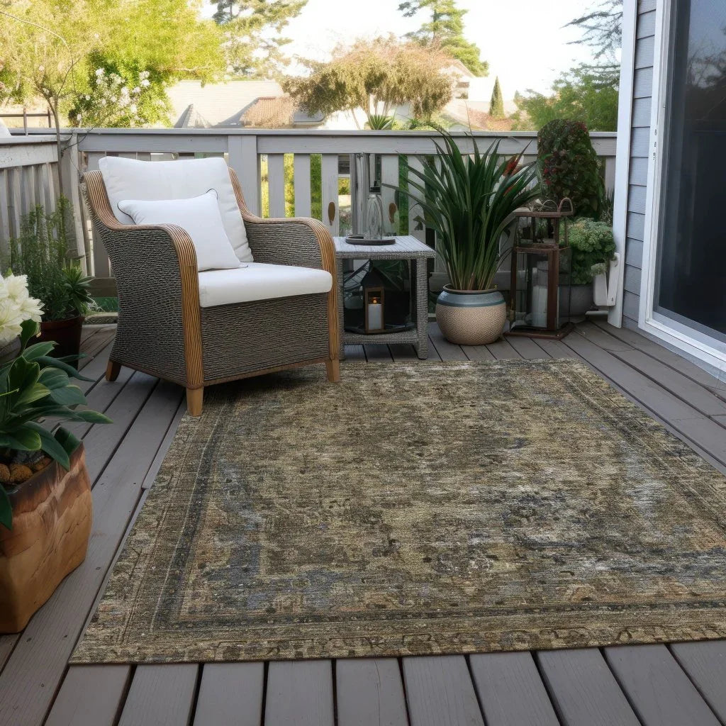 LOOMLAN Rugs Blazura Brown Washable Indoor-Outdoor Rug