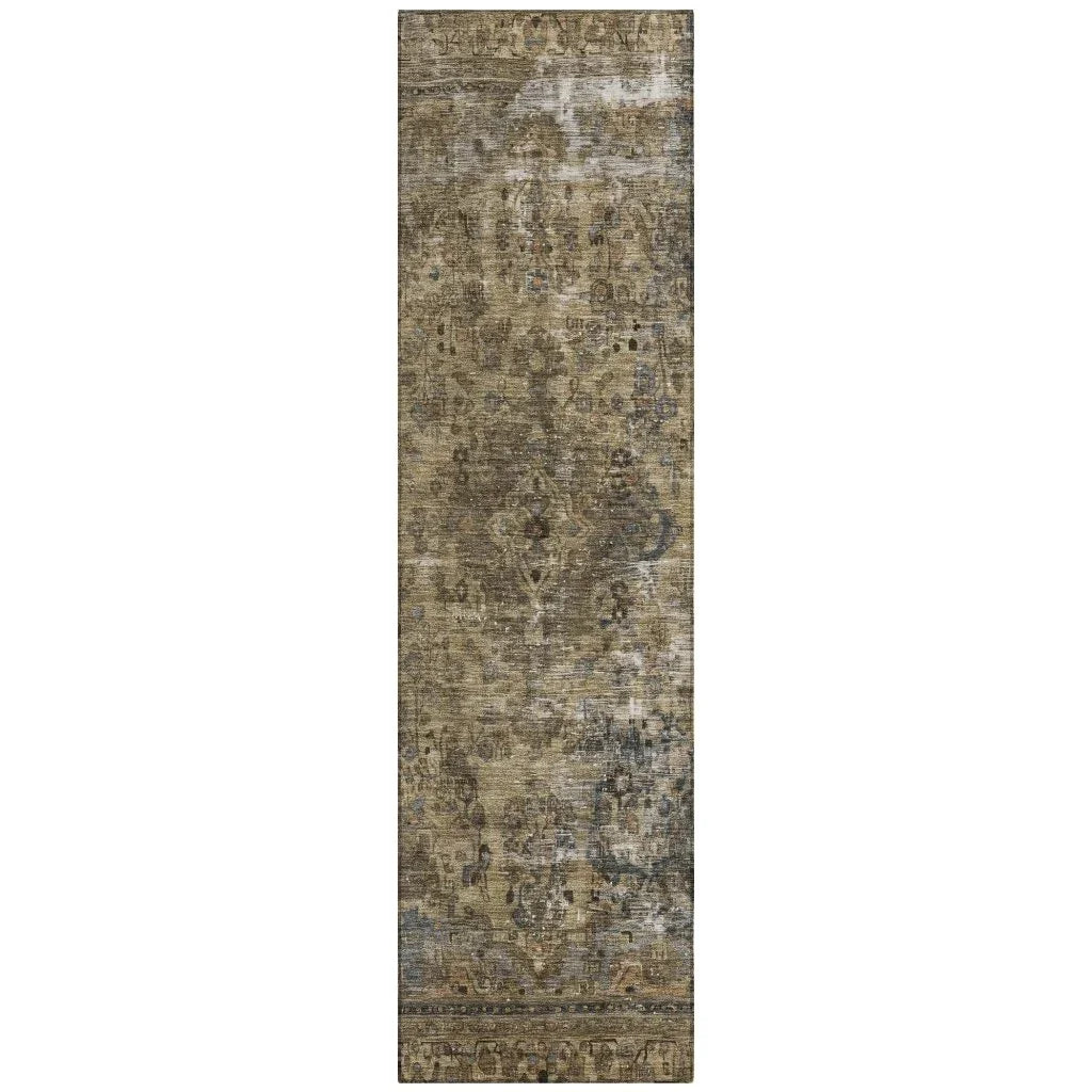 LOOMLAN Rugs Blazura Brown Washable Indoor-Outdoor Rug