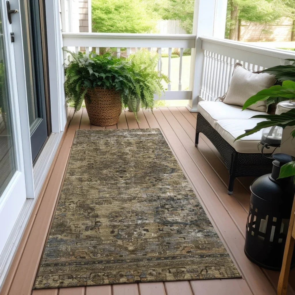LOOMLAN Rugs Blazura Brown Washable Indoor-Outdoor Rug
