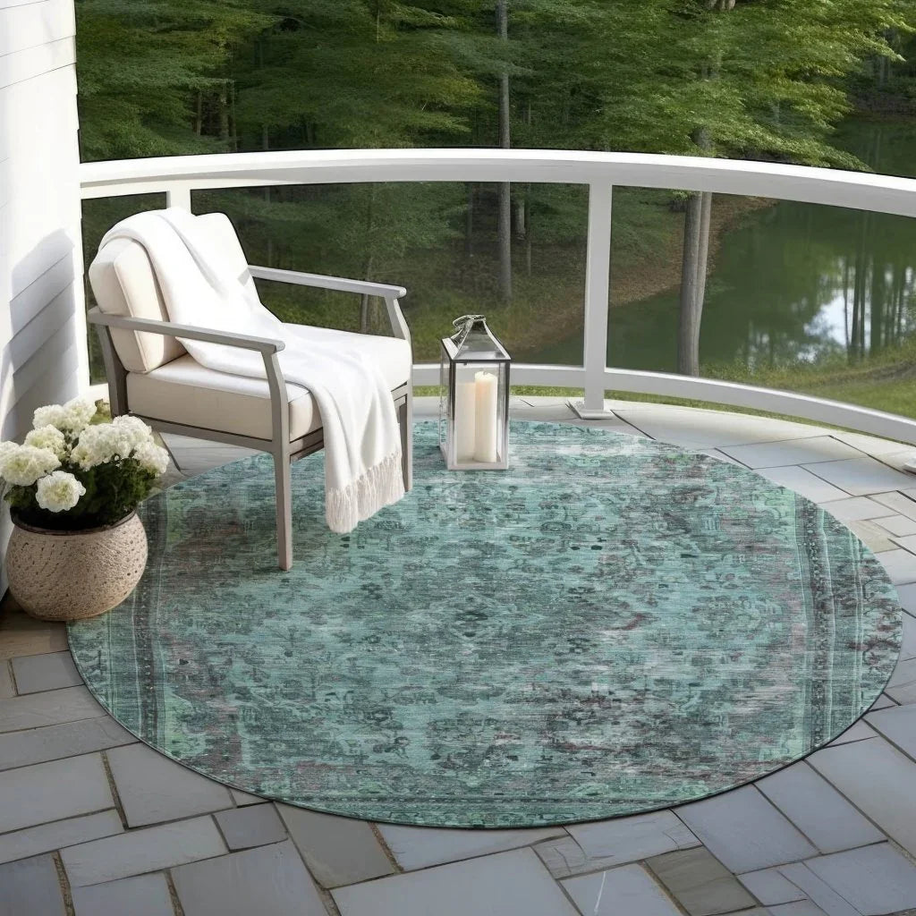 LOOMLAN Rugs Blazura Teal Washable Indoor-Outdoor Rug