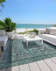 LOOMLAN Rugs Blazura Teal Washable Indoor-Outdoor Rug