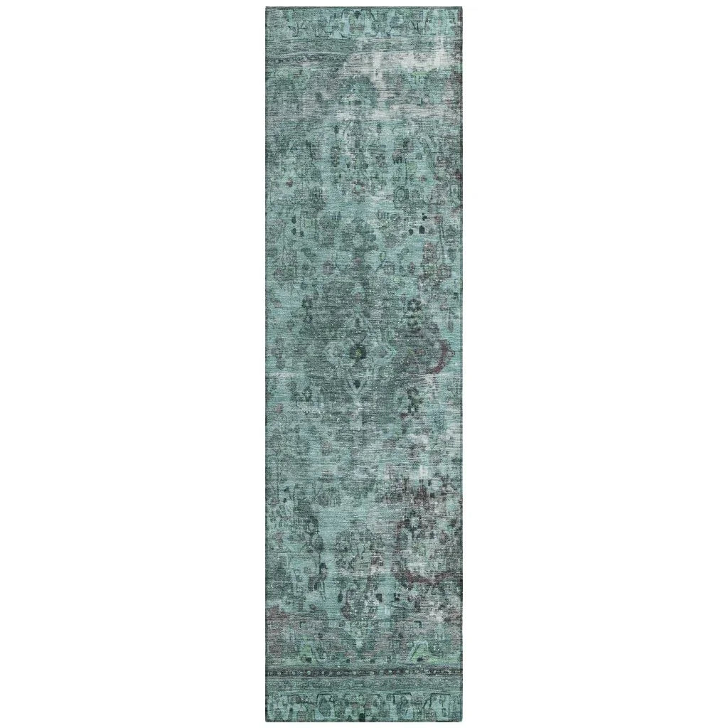 LOOMLAN Rugs Blazura Teal Washable Indoor-Outdoor Rug