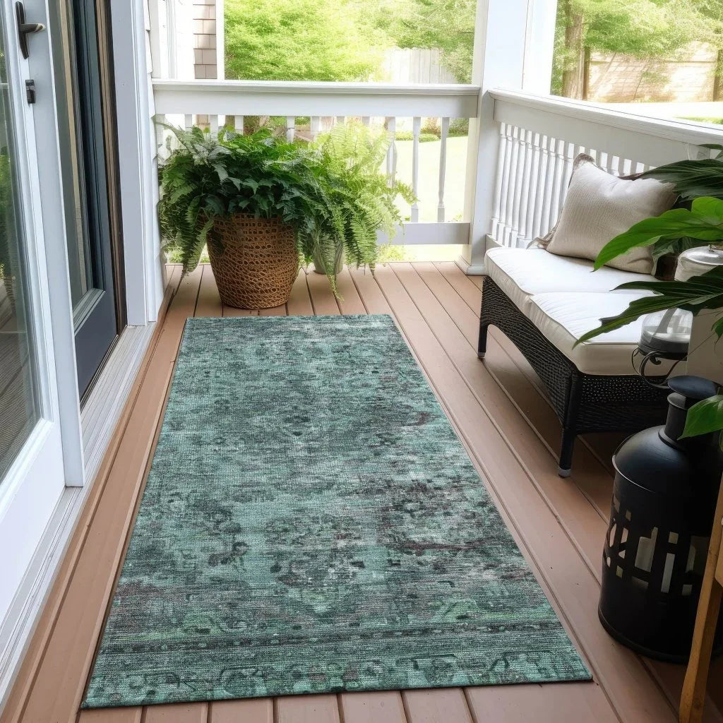 LOOMLAN Rugs Blazura Teal Washable Indoor-Outdoor Rug