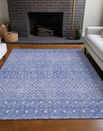 Boho Blue Washable Indoor-Outdoor Rug