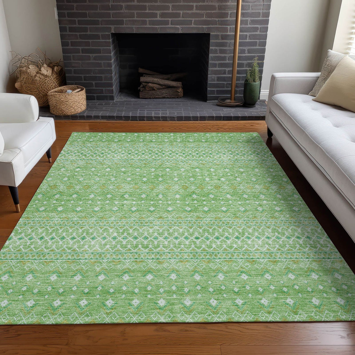 Addison Rugs Boho Green Washable Indoor-Outdoor Rug