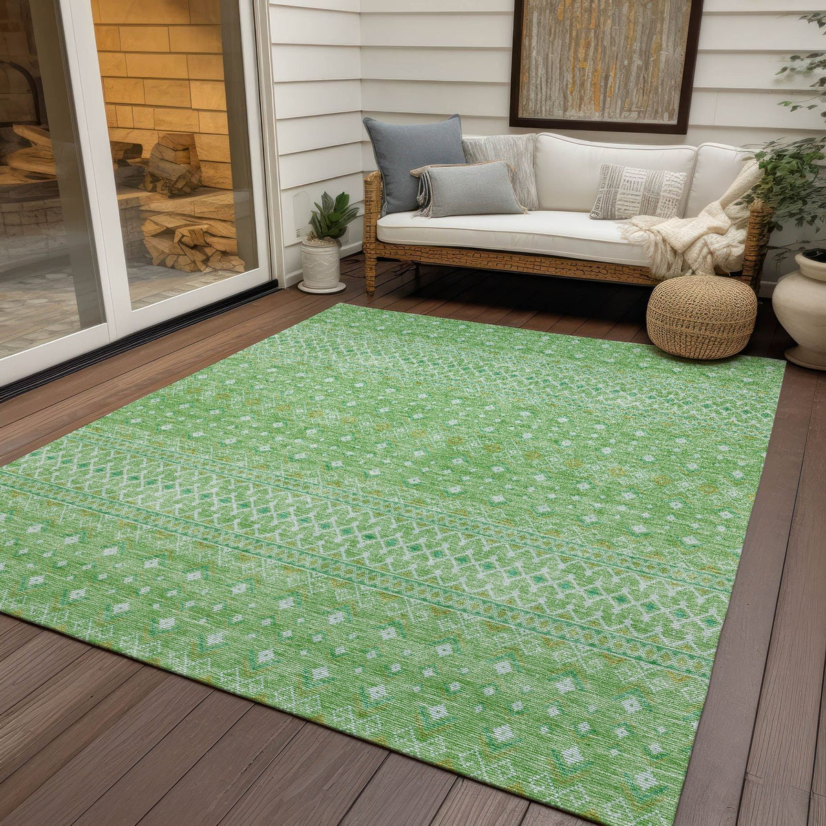 Addison Rugs Boho Green Washable Indoor-Outdoor Rug