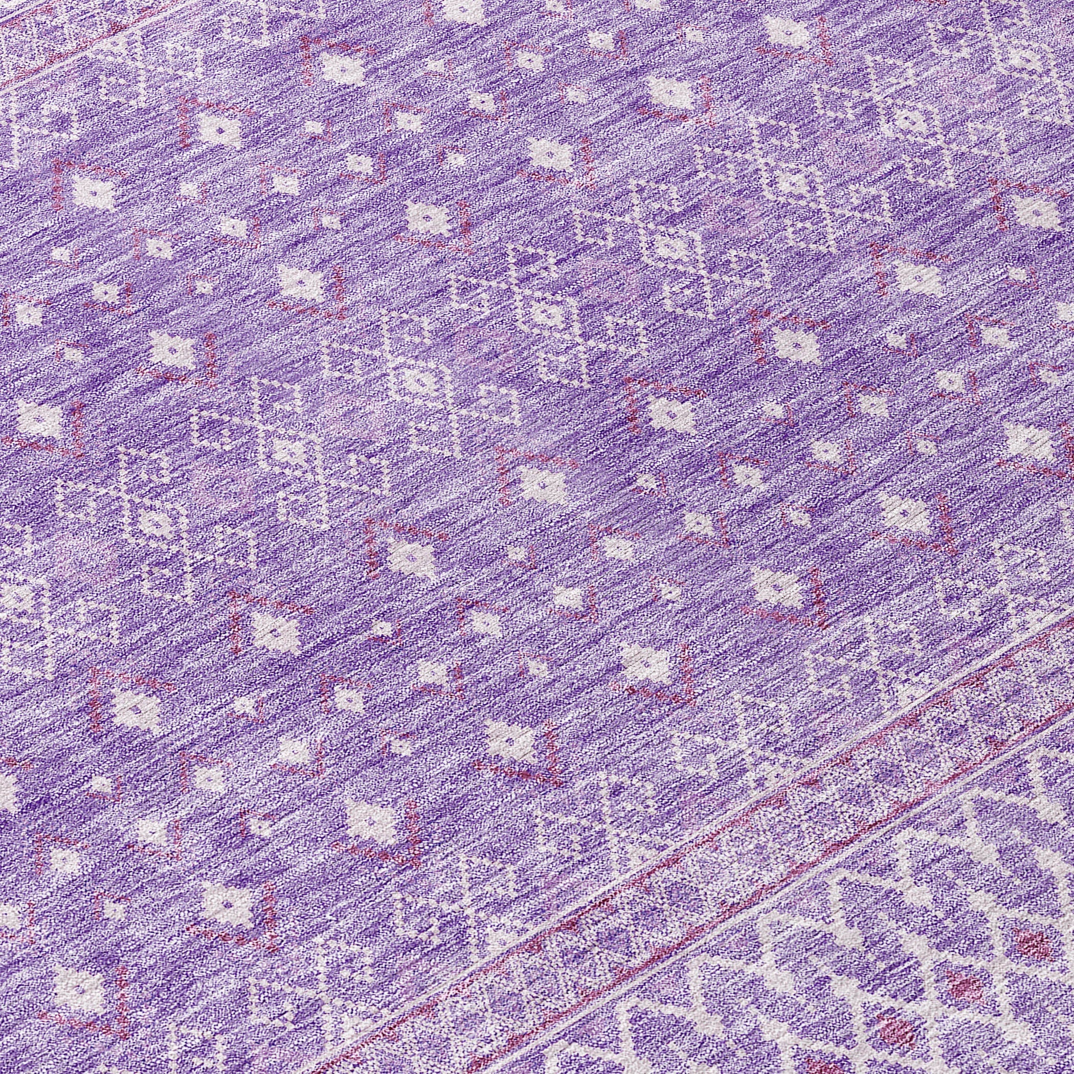 Boho Purple Washable Indoor-Outdoor Rug