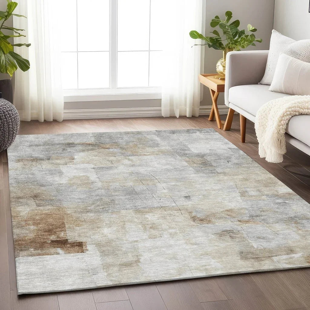 LOOMLAN Rugs Braeain Ivory Washable Indoor-Outdoor Rug