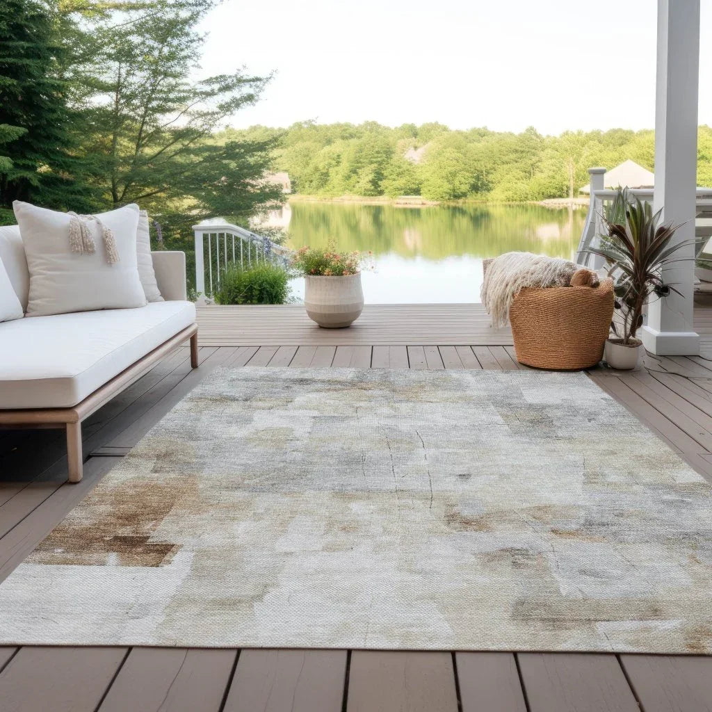 LOOMLAN Rugs Braeain Ivory Washable Indoor-Outdoor Rug