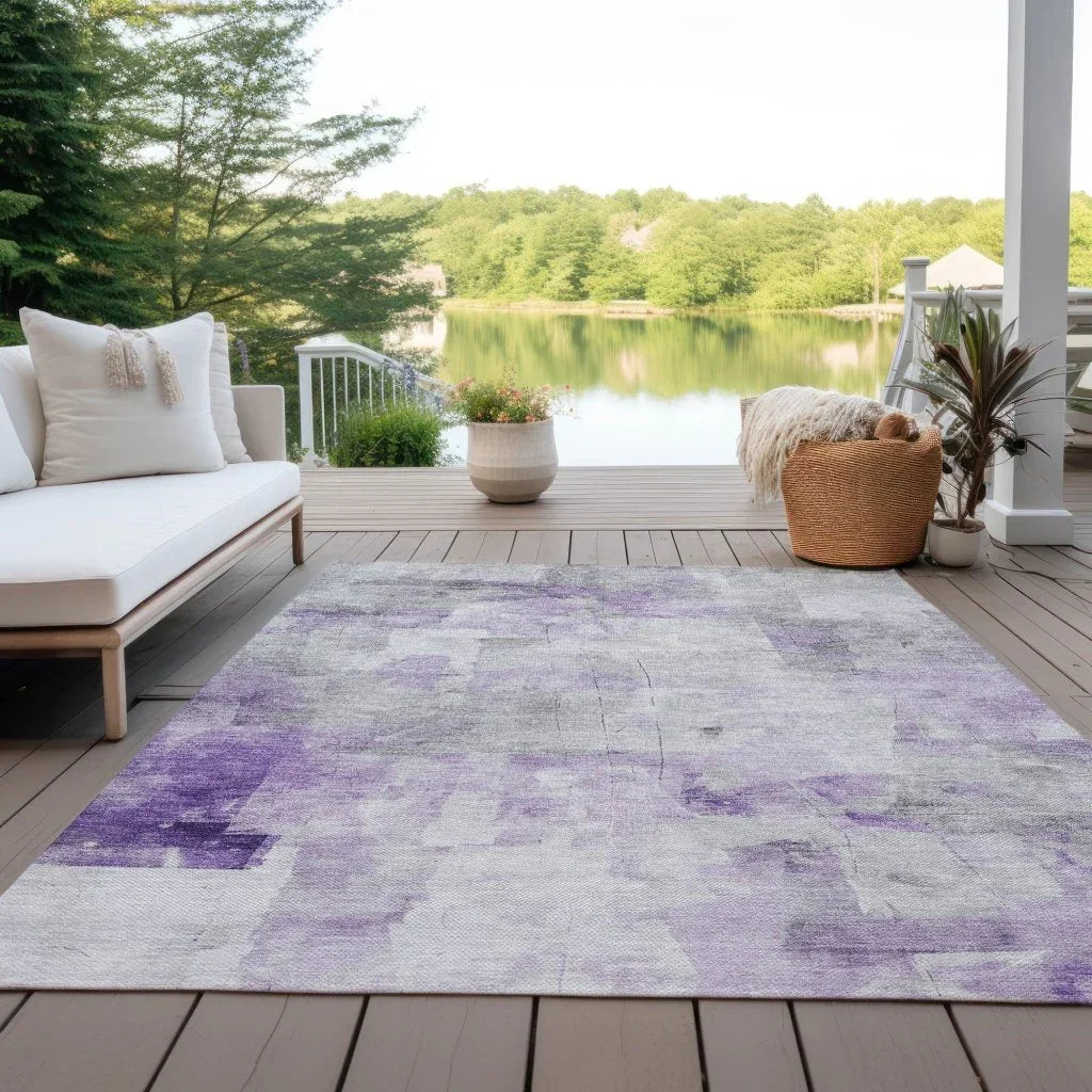 LOOMLAN Rugs Braeain Purple Washable Indoor-Outdoor Rug