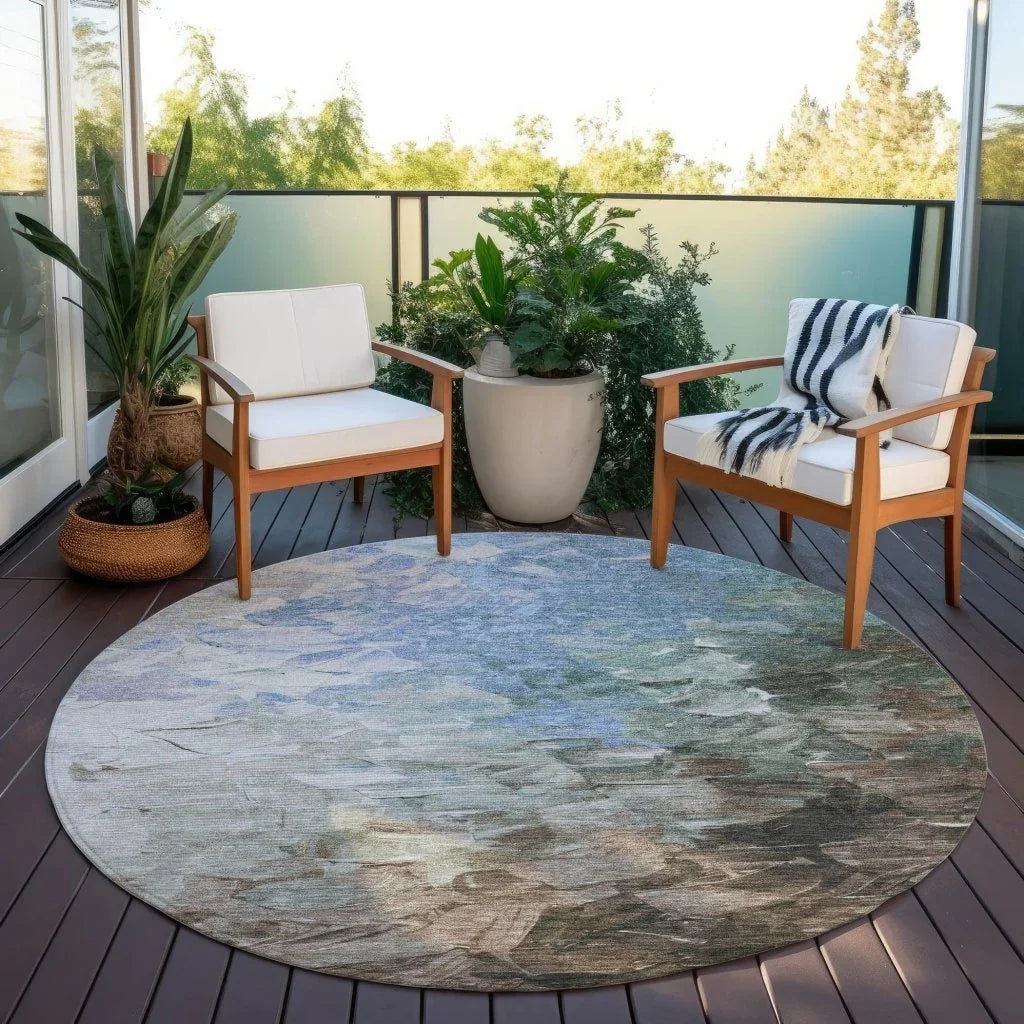 LOOMLAN Rugs Braearis Blue Washable Indoor-Outdoor Rug