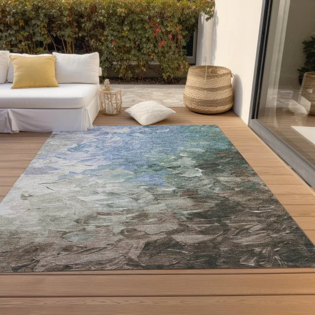 LOOMLAN Rugs Braearis Blue Washable Indoor-Outdoor Rug