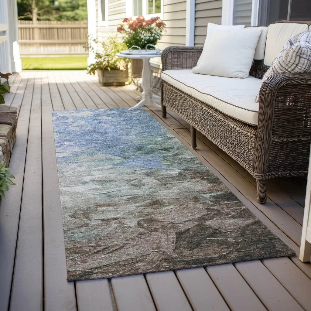 LOOMLAN Rugs Braearis Blue Washable Indoor-Outdoor Rug