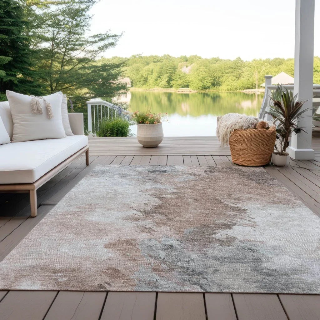 LOOMLAN Rugs Braeas Brown Washable Indoor-Outdoor Rug