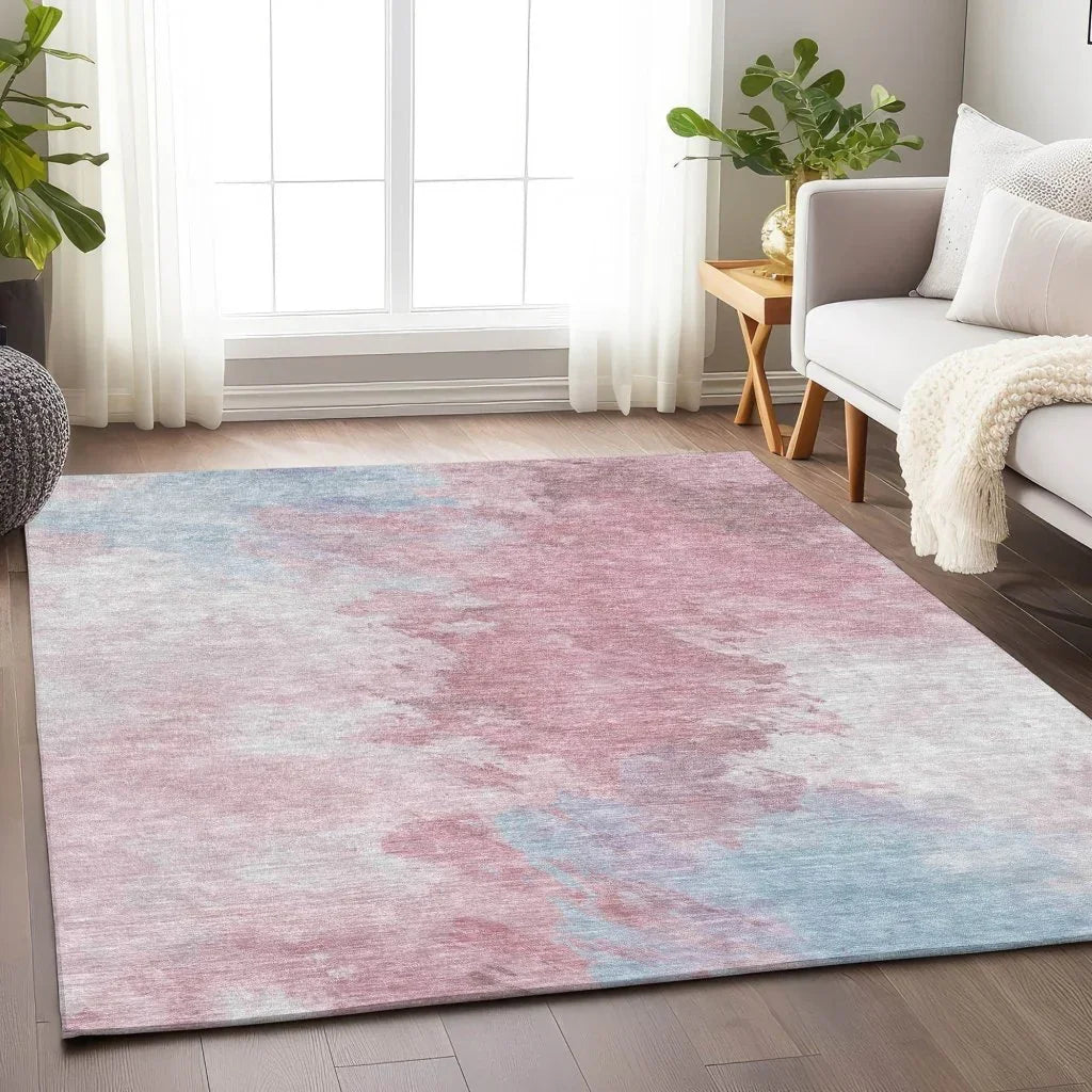 LOOMLAN Rugs Braeas Pink Washable Indoor-Outdoor Rug