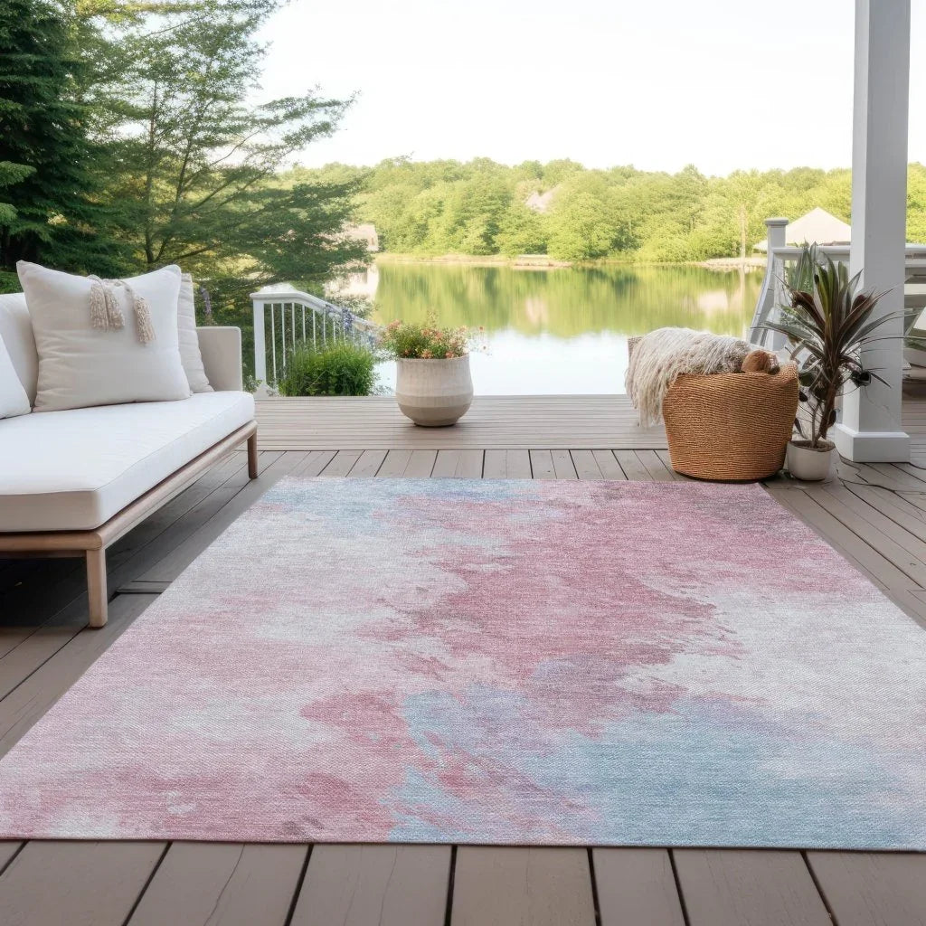LOOMLAN Rugs Braeas Pink Washable Indoor-Outdoor Rug