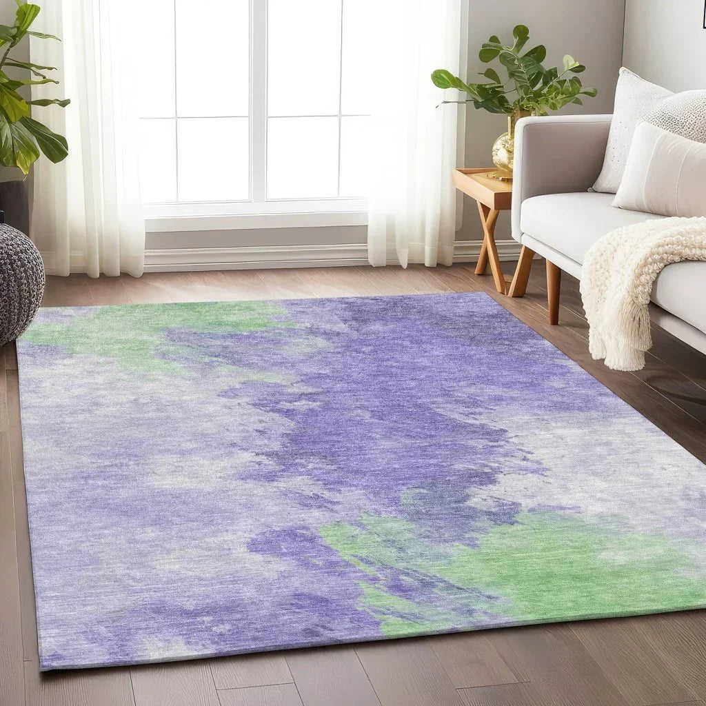 LOOMLAN Rugs Braeas Purple Washable Indoor-Outdoor Rug
