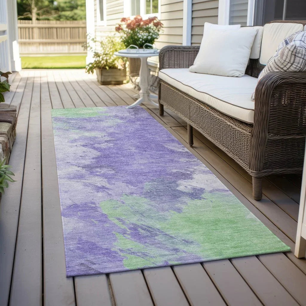 LOOMLAN Rugs Braeas Purple Washable Indoor-Outdoor Rug