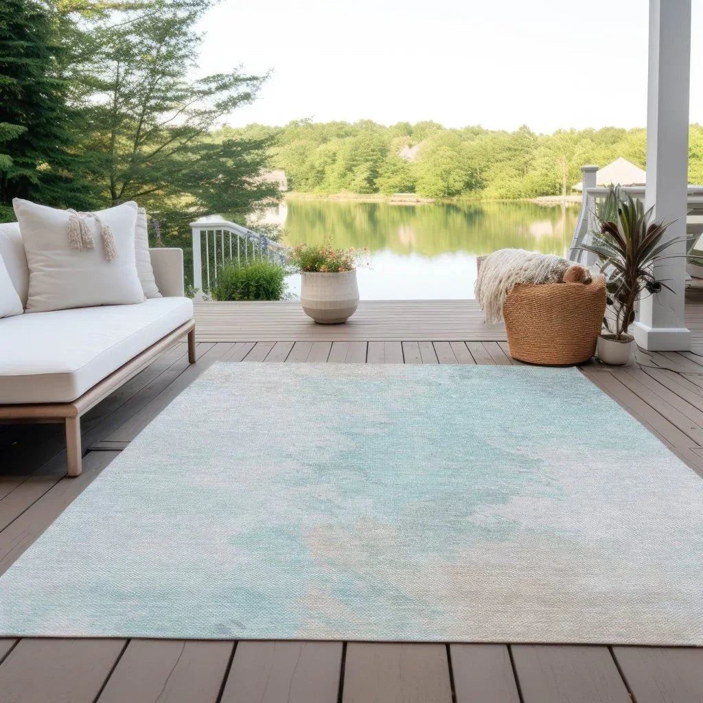 LOOMLAN Rugs Braeas Seafoam Washable Indoor-Outdoor Rug